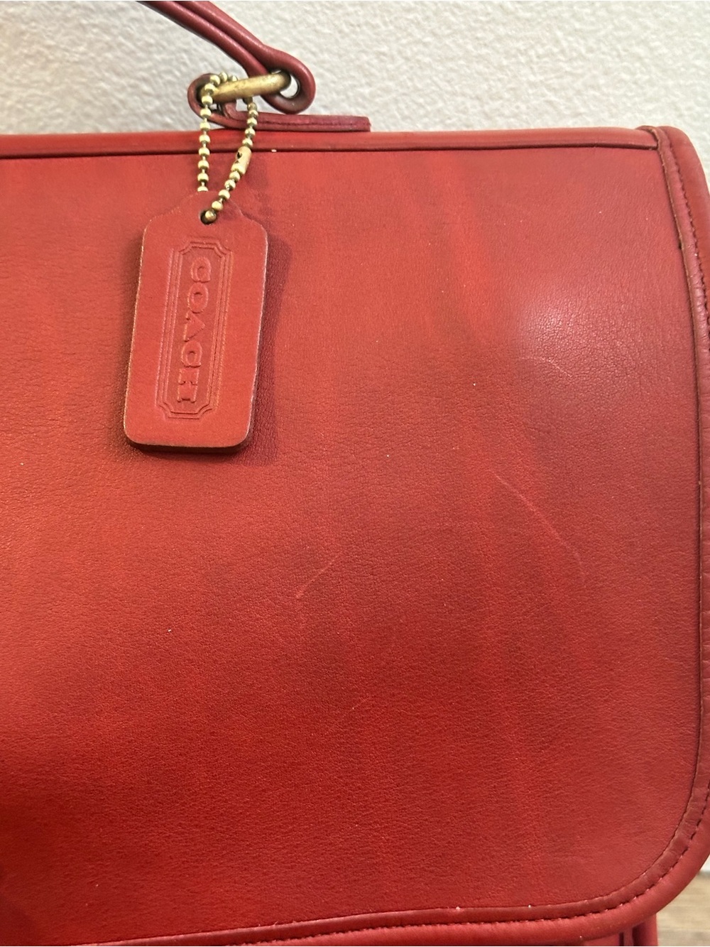 Rare Vintage Coach Colebrooke Case 5181 Red USA Leather Briefcase with Original - Picture 6 of 10